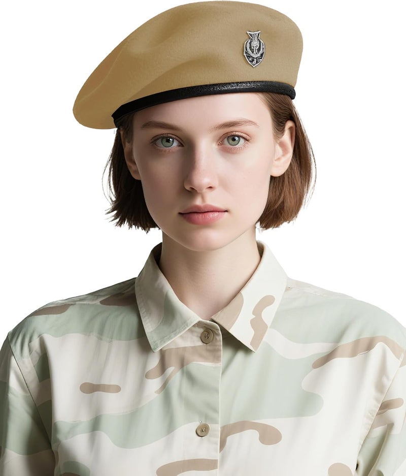 CKYPTFK Beret Hats for Women & Beret Hat Men - US Army Style 100% Wool Military Beret, Vintage British Officer Look. - Image 1